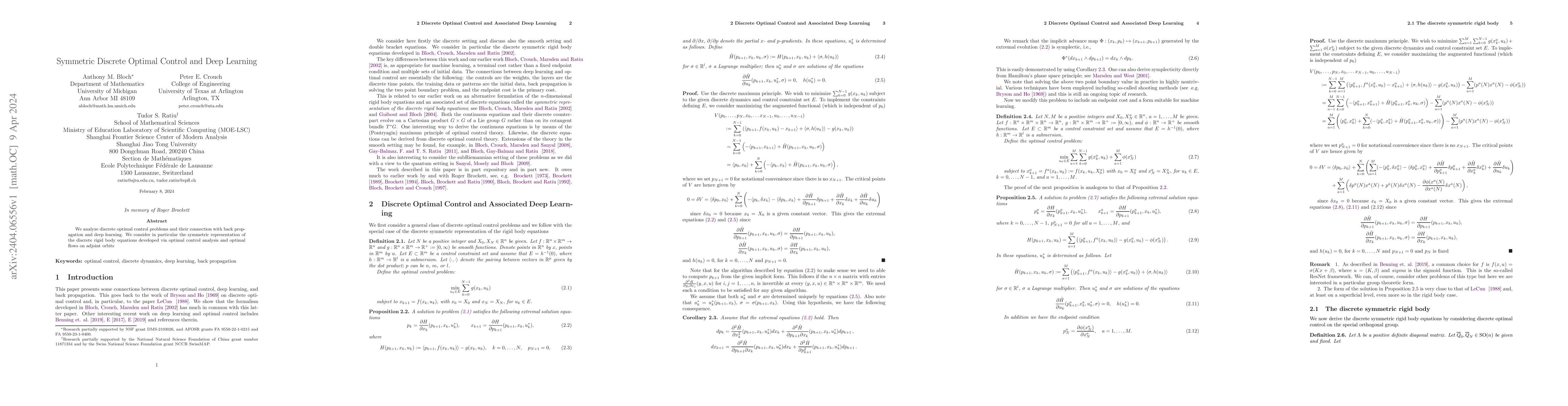 Thumbnail for Symmetric Discrete Optimal Control and Deep Learning