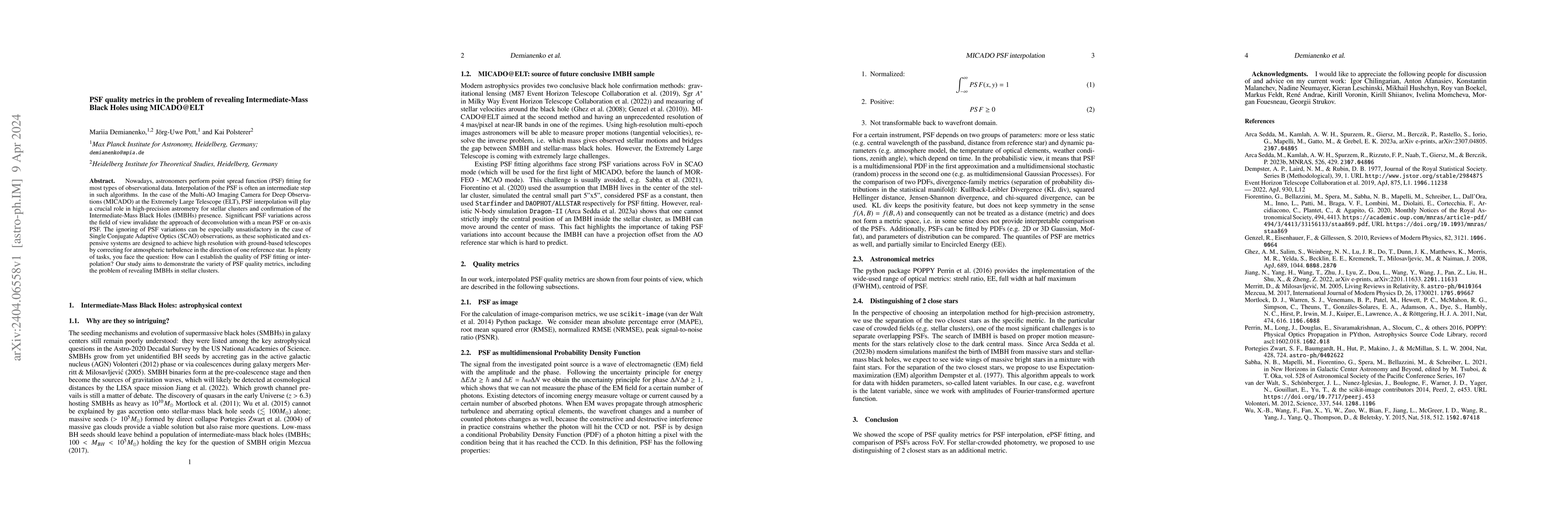 Thumbnail for PSF quality metrics in the problem of revealing Intermediate-Mass Black
  Holes using MICADO@ELT
