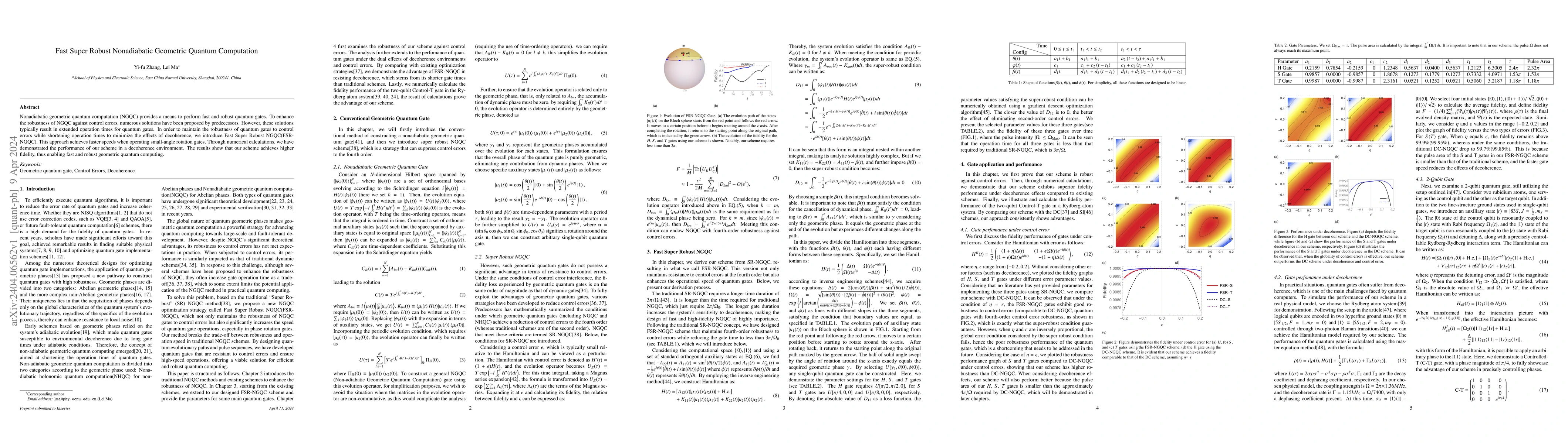 Thumbnail for Fast Super Robust Nonadiabatic Geometric Quantum Computation