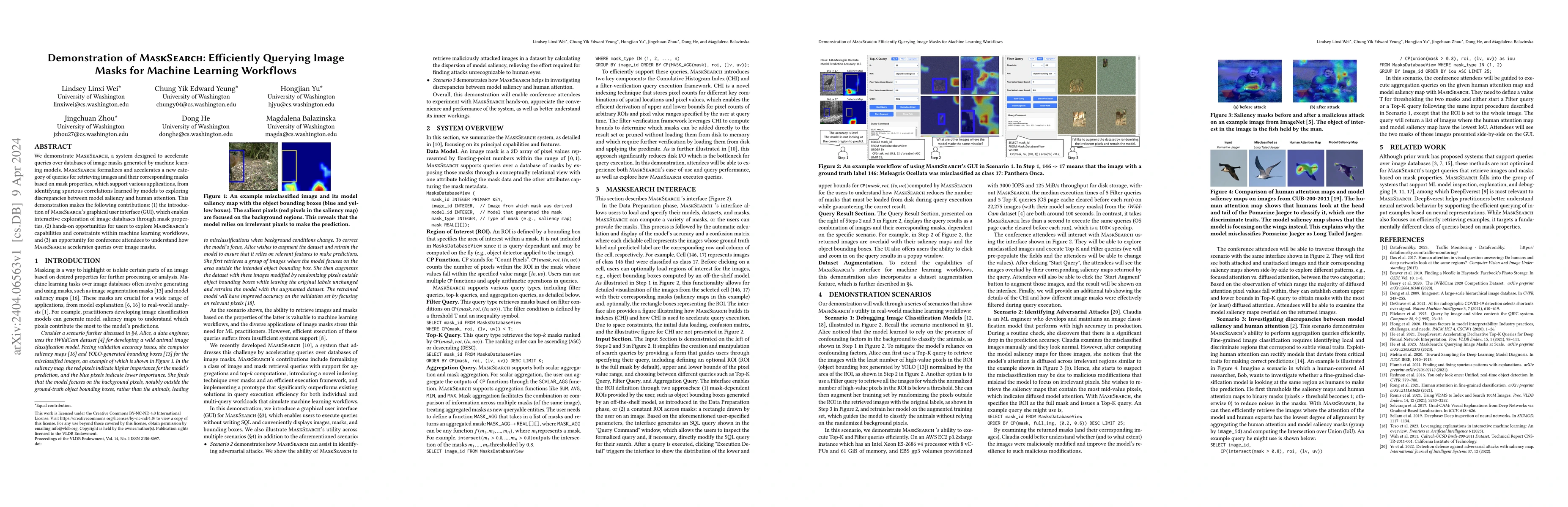 Thumbnail for Demonstration of MaskSearch: Efficiently Querying Image Masks for
  Machine Learning Workflows