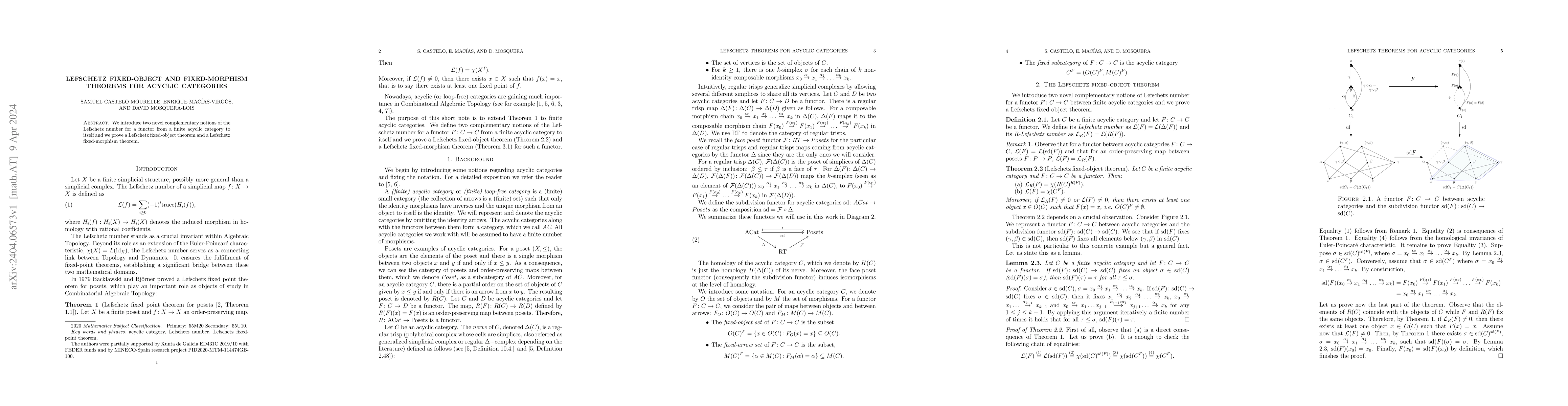 Thumbnail for Lefschetz fixed-object and fixed-morphism theorems for acyclic
  categories