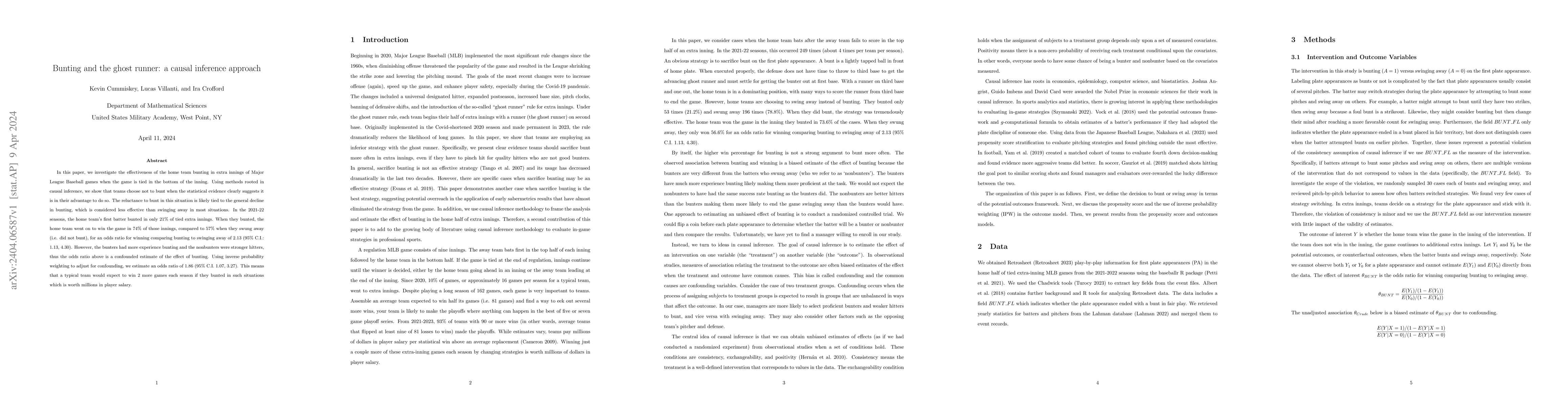 Thumbnail for Bunting and the ghost runner: a causal inference approach