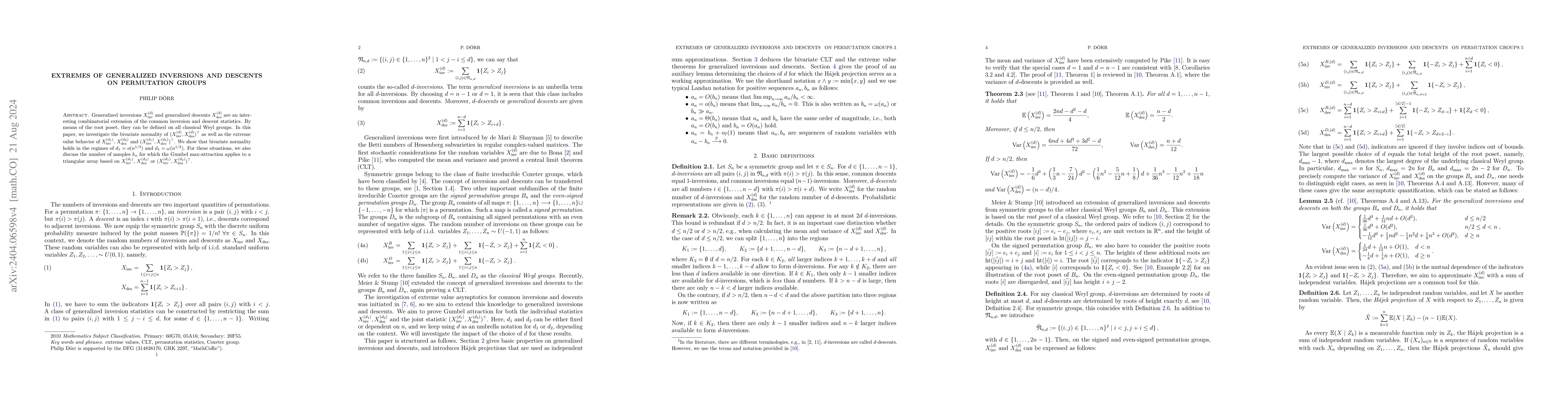 Thumbnail for Extremes of generalized inversions on permutation groups