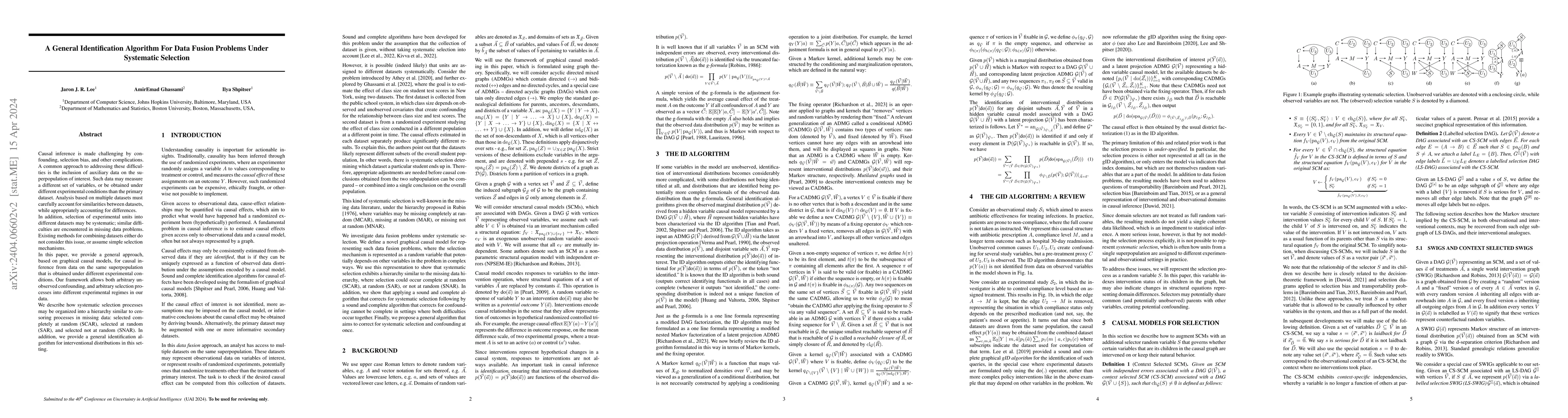 Thumbnail for A General Identification Algorithm For Data Fusion Problems Under
  Systematic Selection