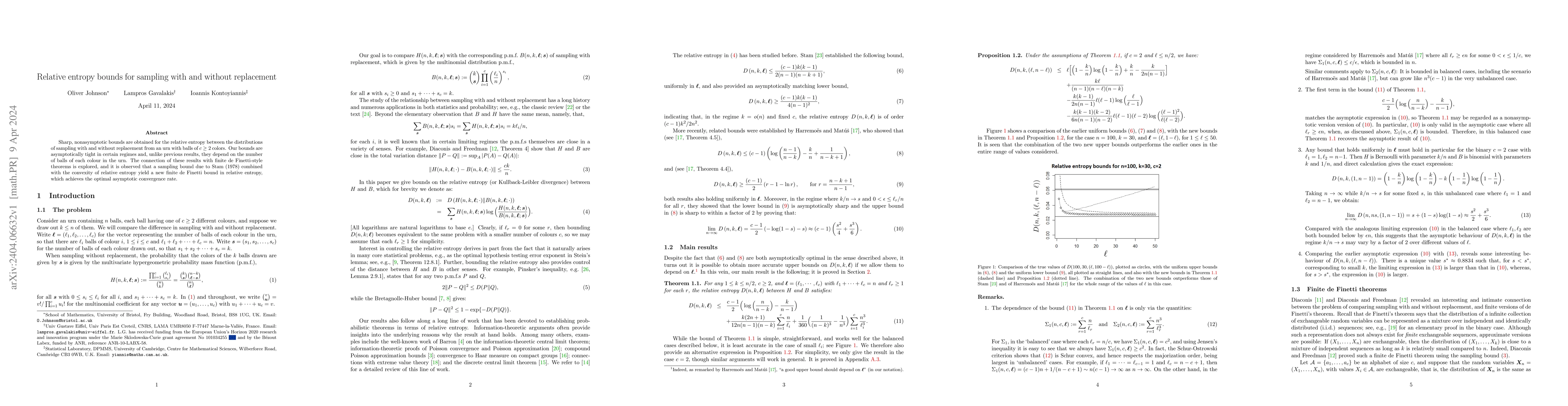 Thumbnail for Relative entropy bounds for sampling with and without replacement