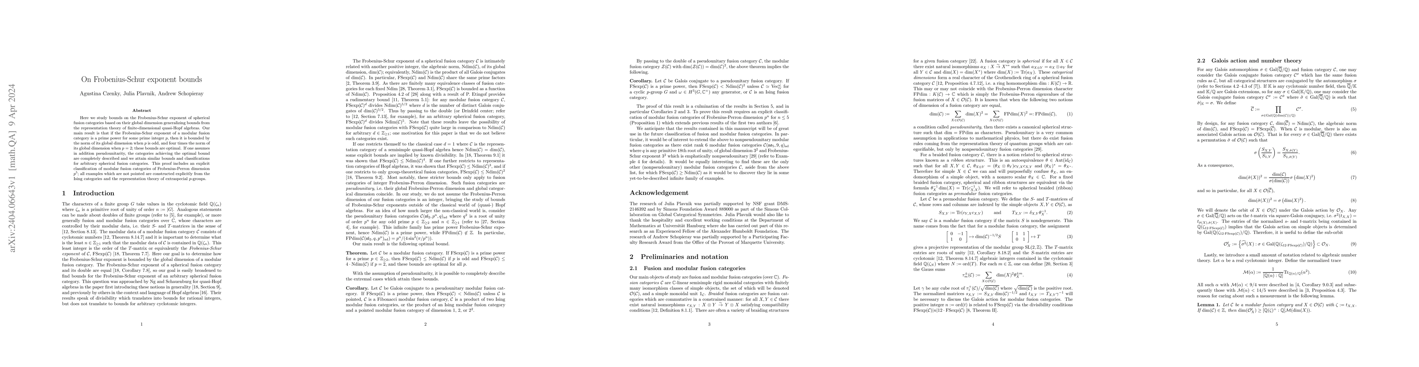 Thumbnail for On Frobenius-Schur exponent bounds