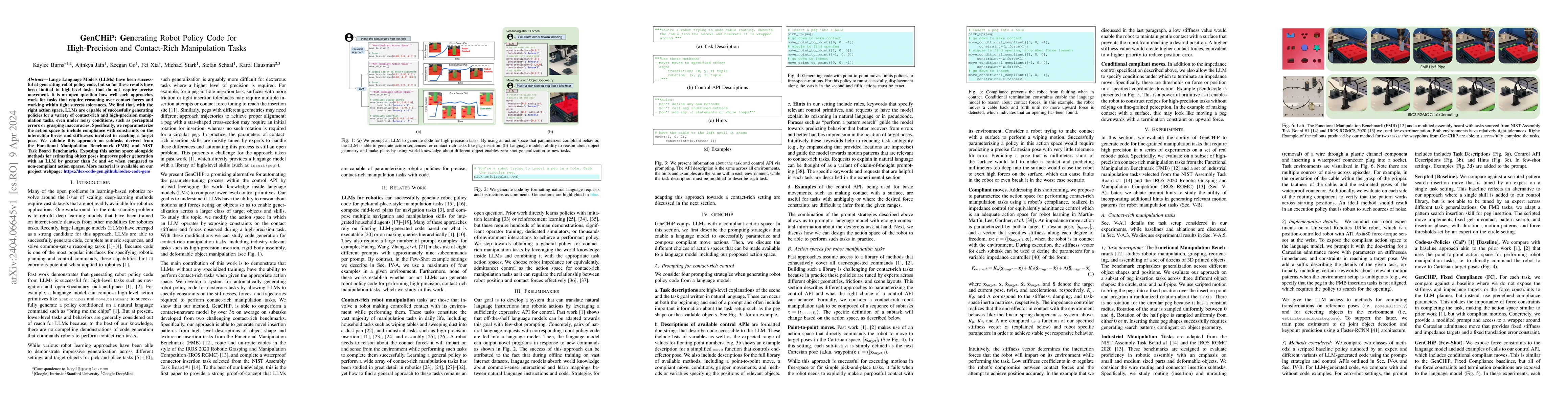 Thumbnail for GenCHiP: Generating Robot Policy Code for High-Precision and
  Contact-Rich Manipulation Tasks