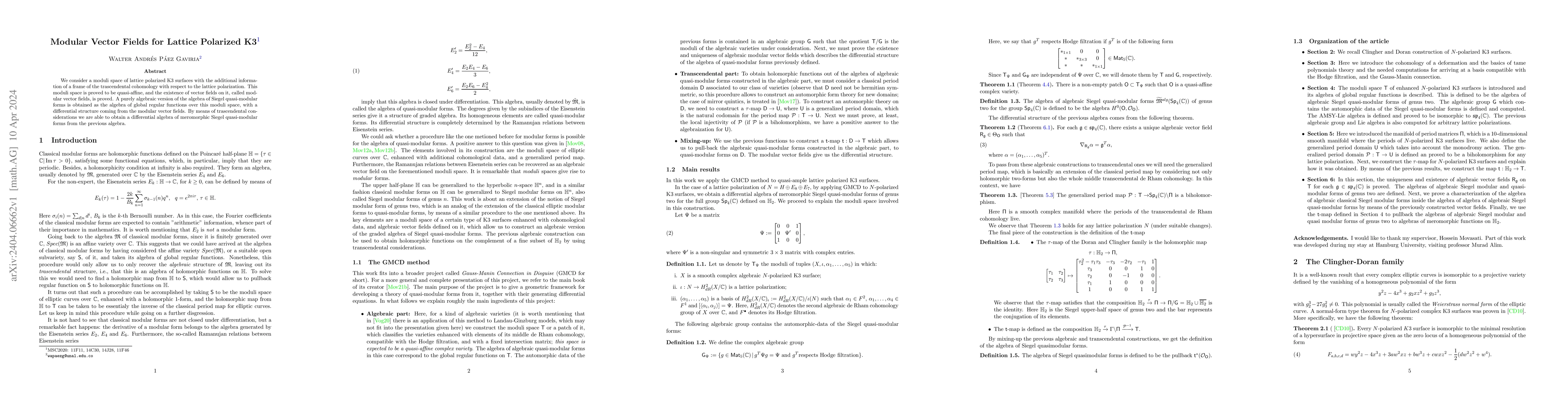 Thumbnail for Modular Vector Fields for Lattice Polarized K3