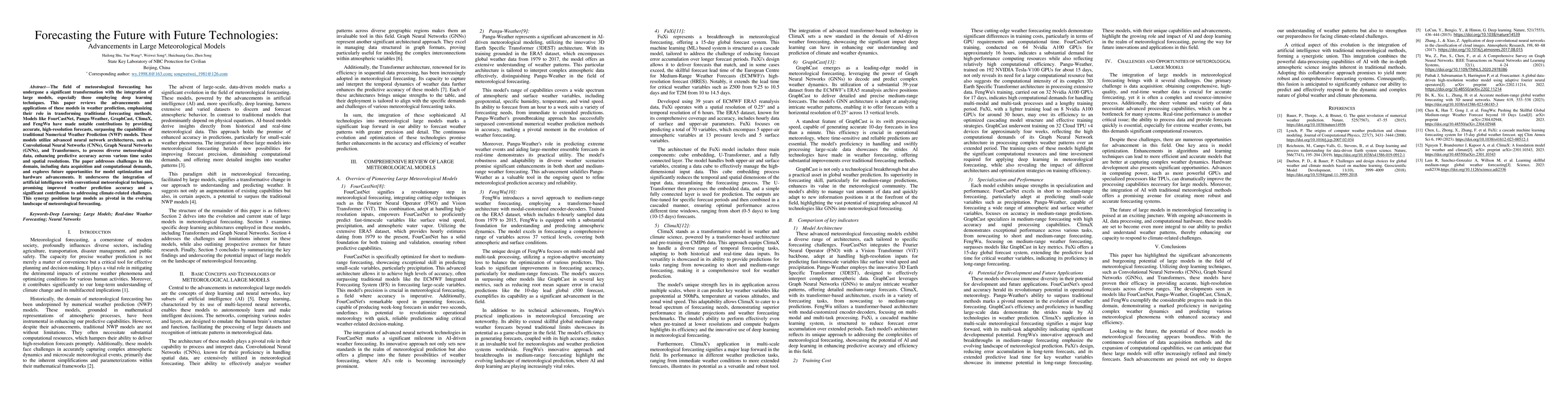 Thumbnail for Forecasting the Future with Future Technologies: Advancements in Large
  Meteorological Models