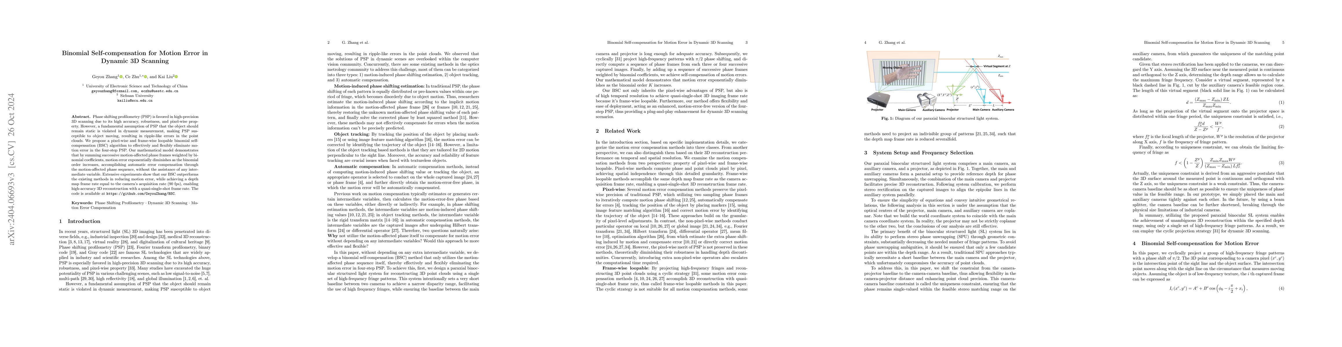 Thumbnail for Binomial Self-compensation for Motion Error in Dynamic 3D Scanning