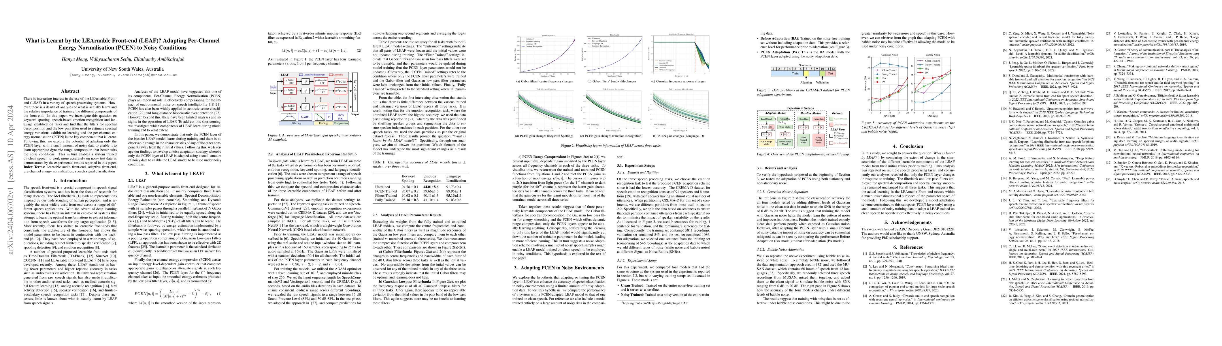 Thumbnail for What is Learnt by the LEArnable Front-end (LEAF)? Adapting Per-Channel
  Energy Normalisation (PCEN) to Noisy Conditions