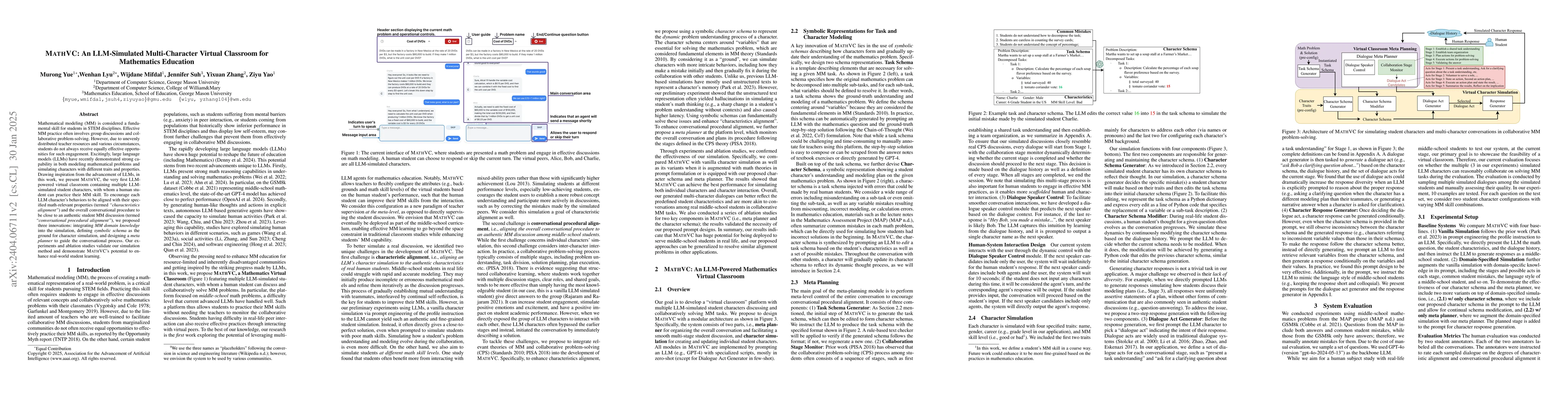 Thumbnail for MathVC: An LLM-Simulated Multi-Character Virtual Classroom for
  Mathematics Education