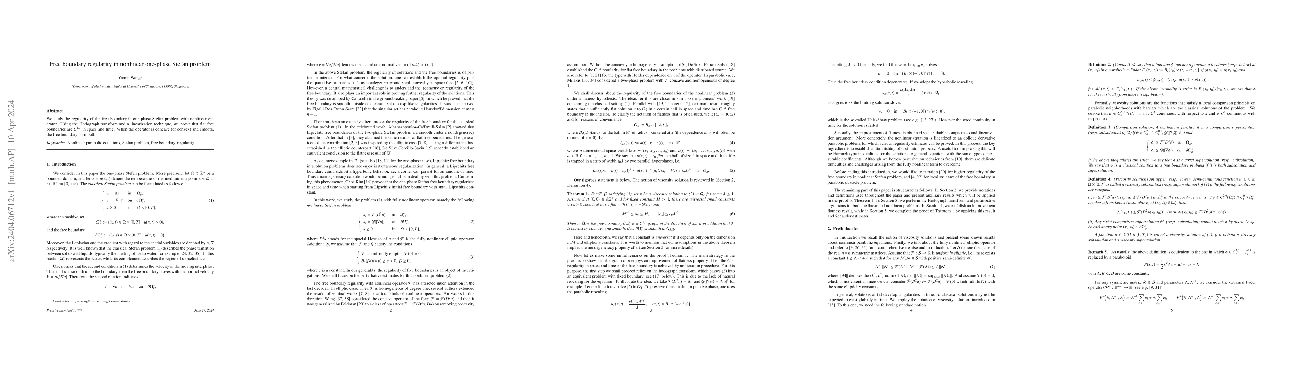 Thumbnail for Free boundary regularity in nonlinear one-phase Stefan problem