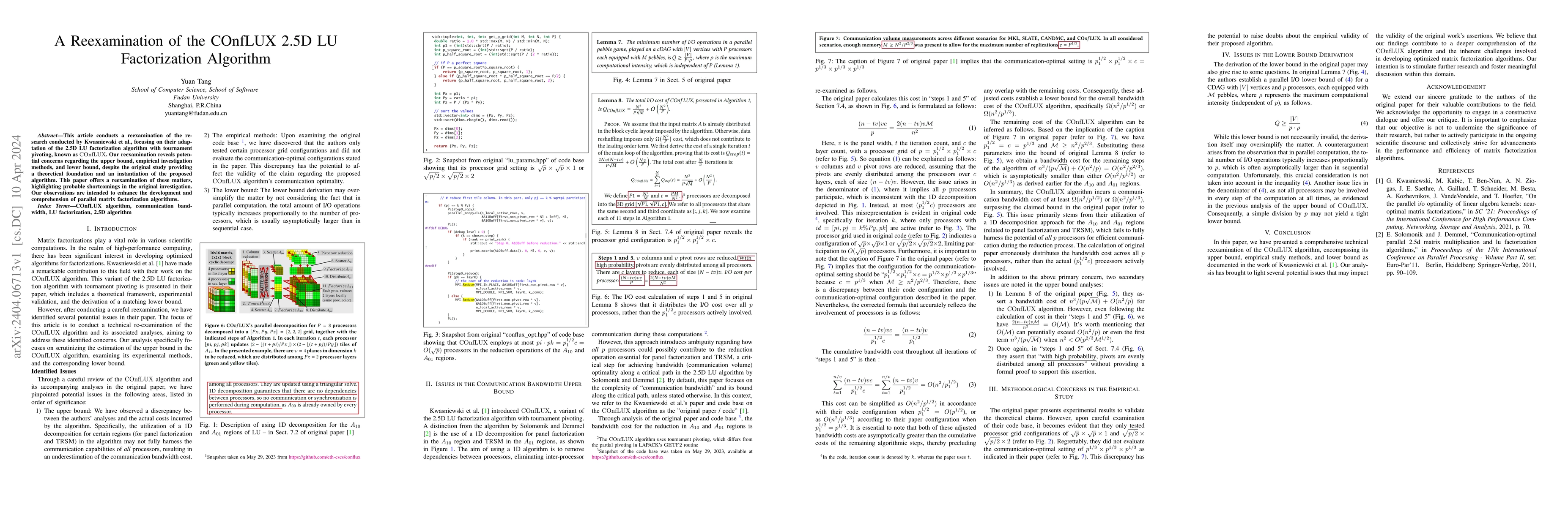 Thumbnail for A Reexamination of the COnfLUX 2.5D LU Factorization Algorithm
