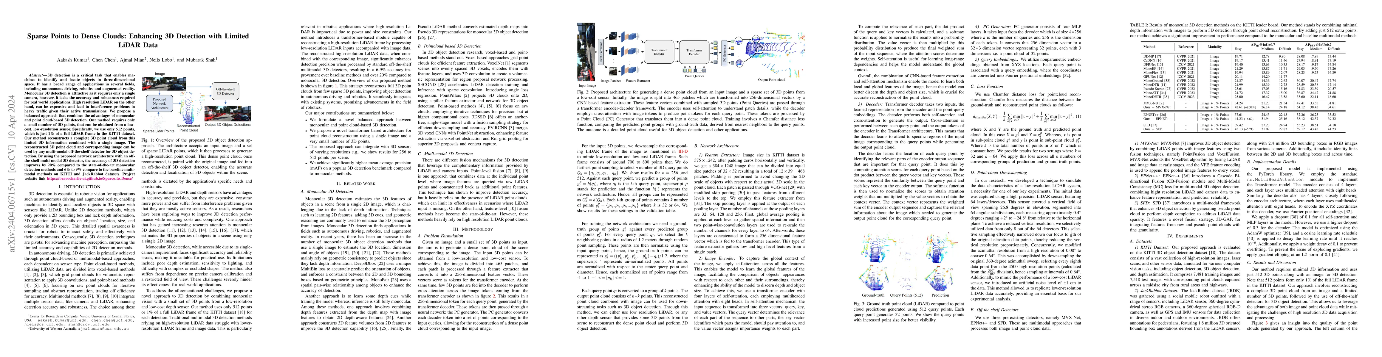 Thumbnail for Sparse Points to Dense Clouds: Enhancing 3D Detection with Limited LiDAR
  Data