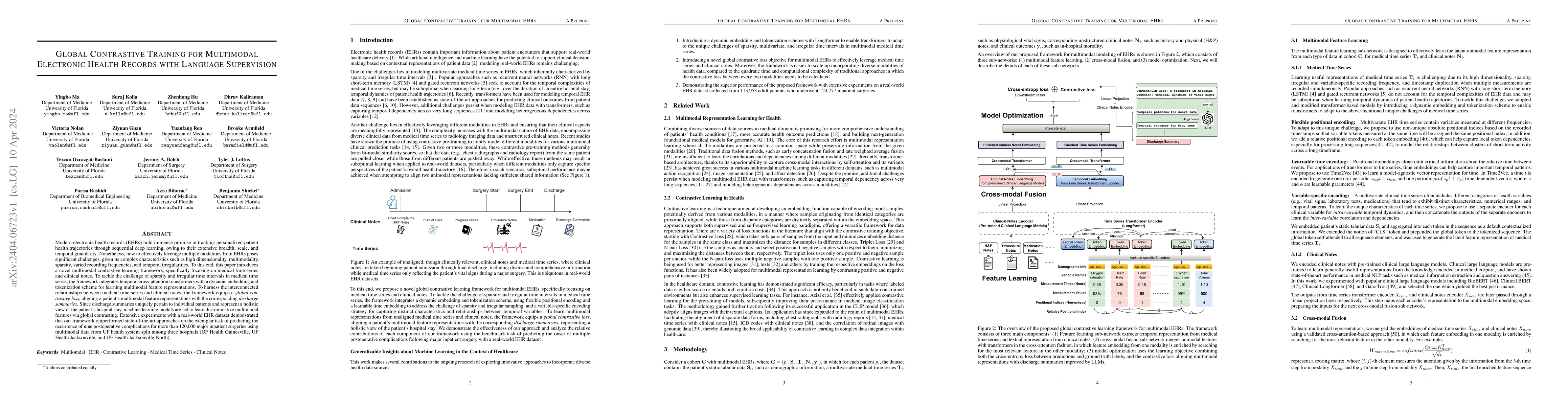 Thumbnail for Global Contrastive Training for Multimodal Electronic Health Records
  with Language Supervision