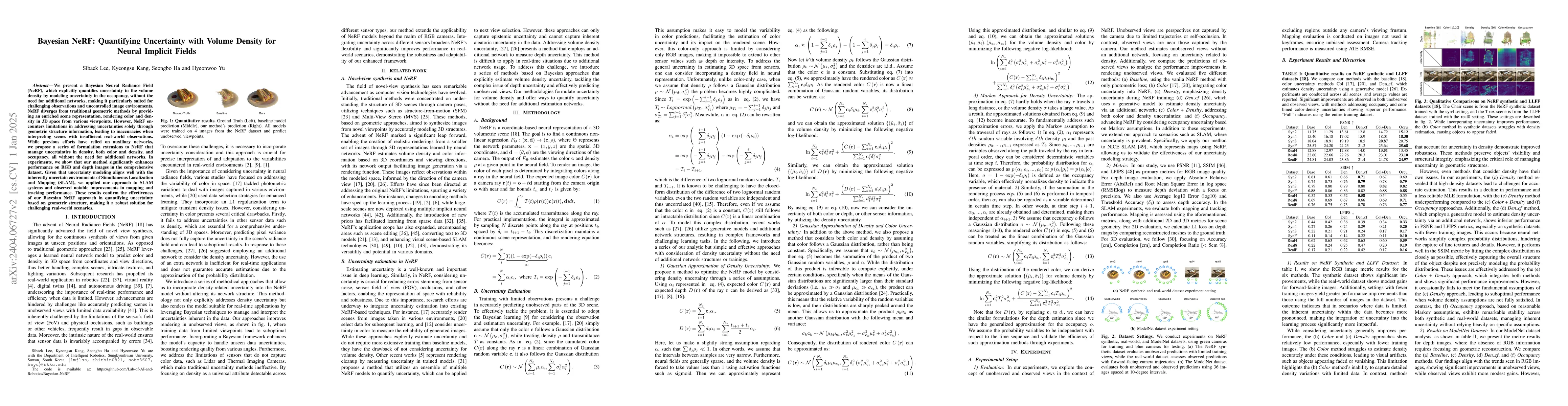Thumbnail for Bayesian NeRF: Quantifying Uncertainty with Volume Density in Neural
  Radiance Fields
