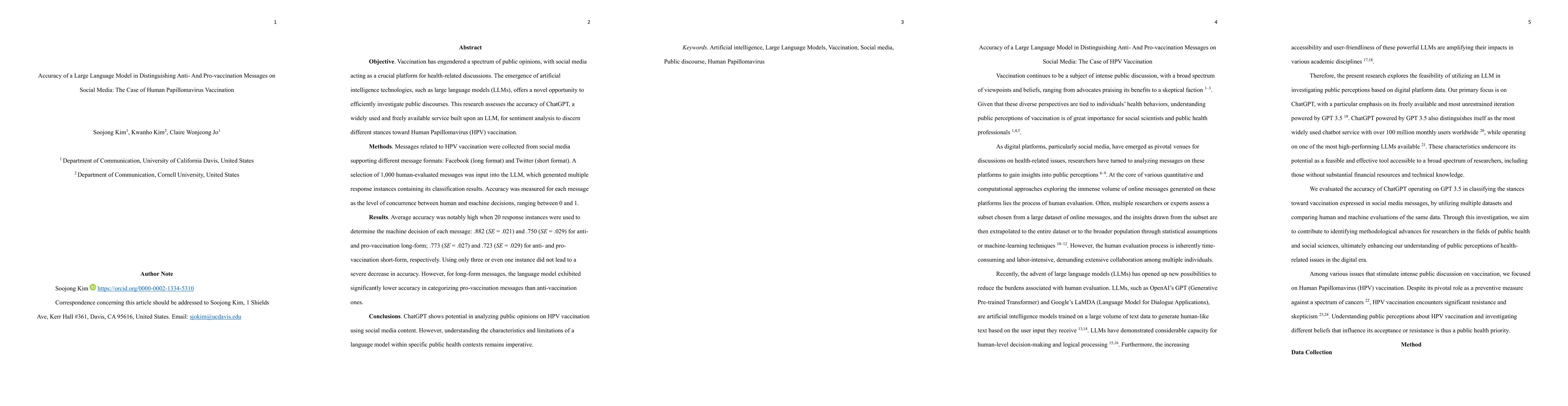 Thumbnail for Accuracy of a Large Language Model in Distinguishing Anti- And
  Pro-vaccination Messages on Social Media: The Case of Human Papillomavirus
  Vaccination