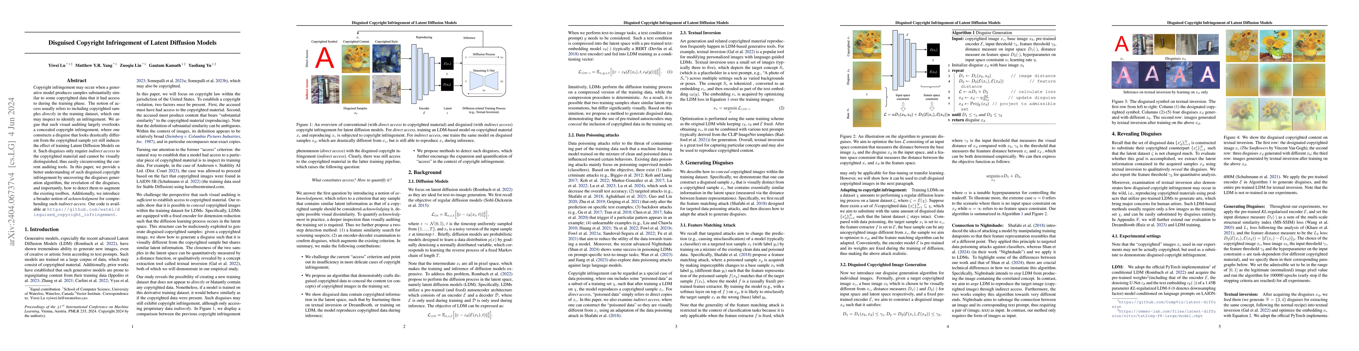 Thumbnail for Disguised Copyright Infringement of Latent Diffusion Models