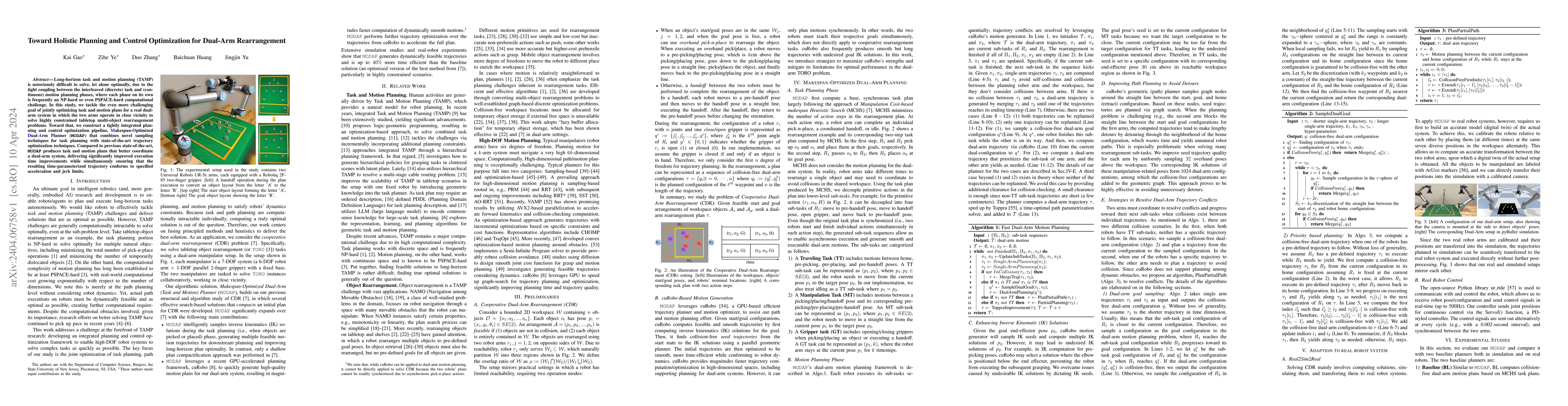 Thumbnail for Toward Holistic Planning and Control Optimization for Dual-Arm
  Rearrangement