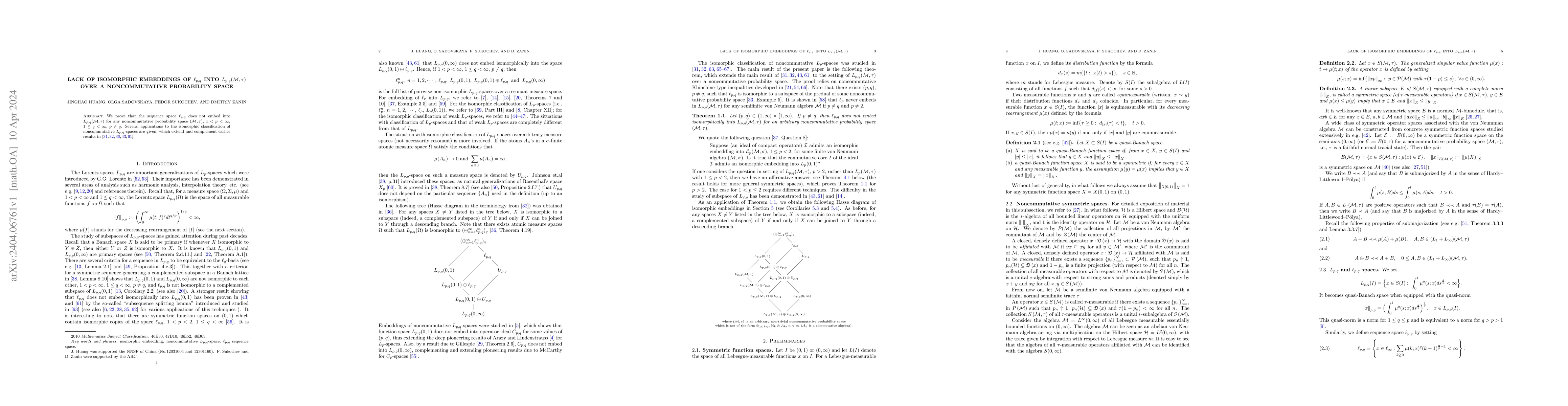 Thumbnail for Lack of isomorphic embeddings of $\ell_{p,q}$ into
  $L_{p,q}(\mathcal{M},\tau)$ over a noncommutative probability space