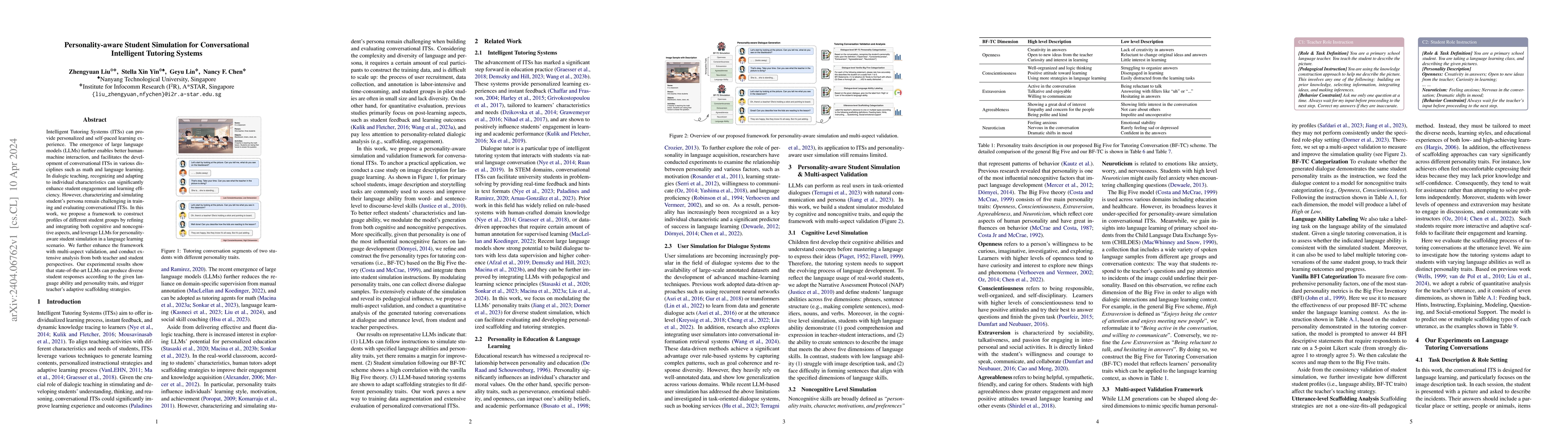 Thumbnail for Personality-aware Student Simulation for Conversational Intelligent
  Tutoring Systems