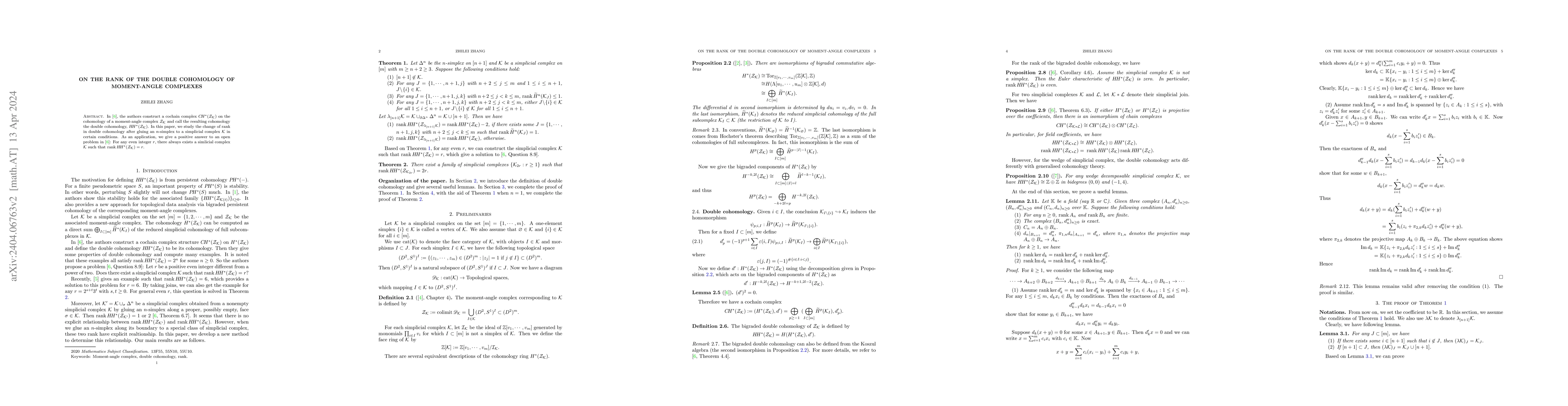 Thumbnail for On the rank of the double cohomology of moment-angle complexes