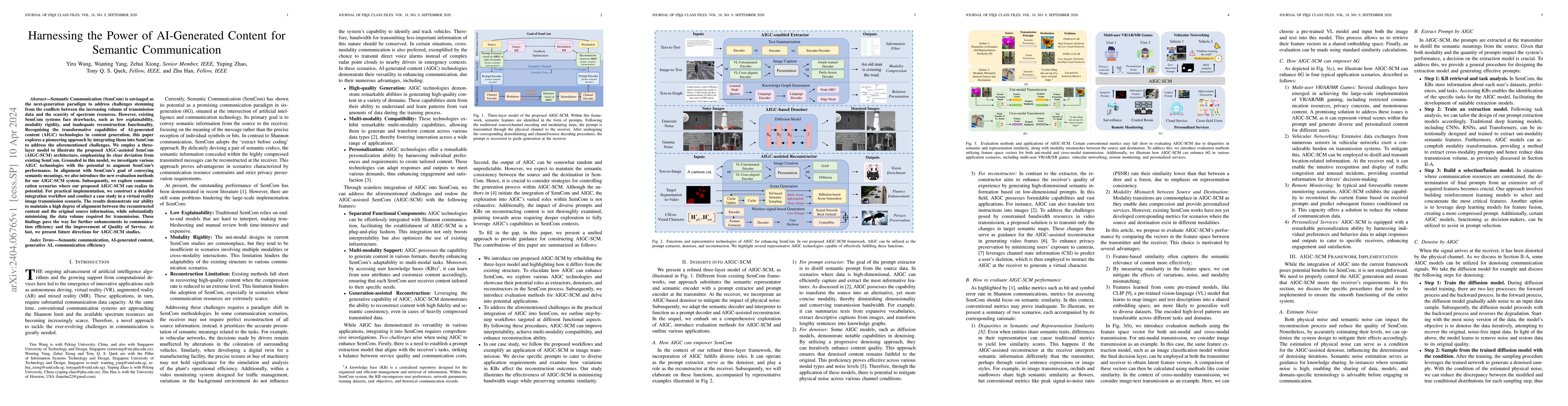Thumbnail for Harnessing the Power of AI-Generated Content for Semantic Communication