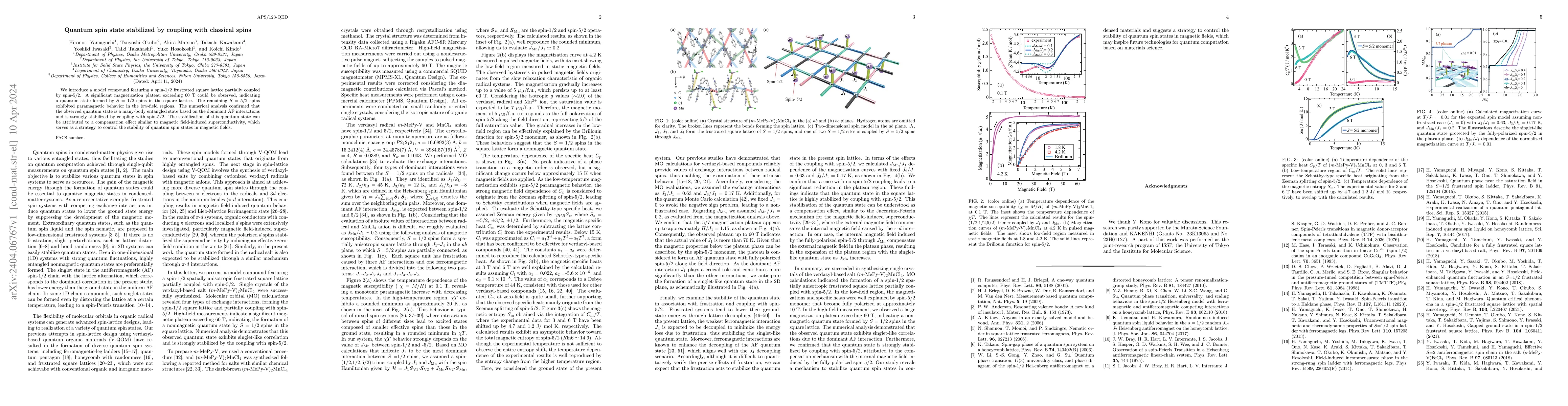 Thumbnail for Quantum spin state stabilized by coupling with classical spins