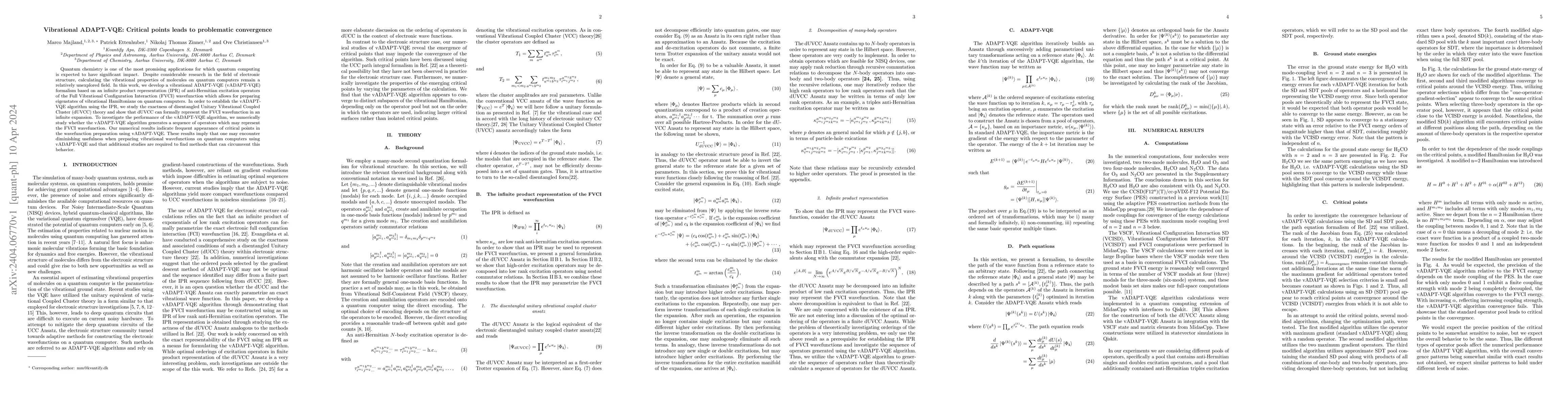 Thumbnail for Vibrational ADAPT-VQE: Critical points leads to problematic convergence