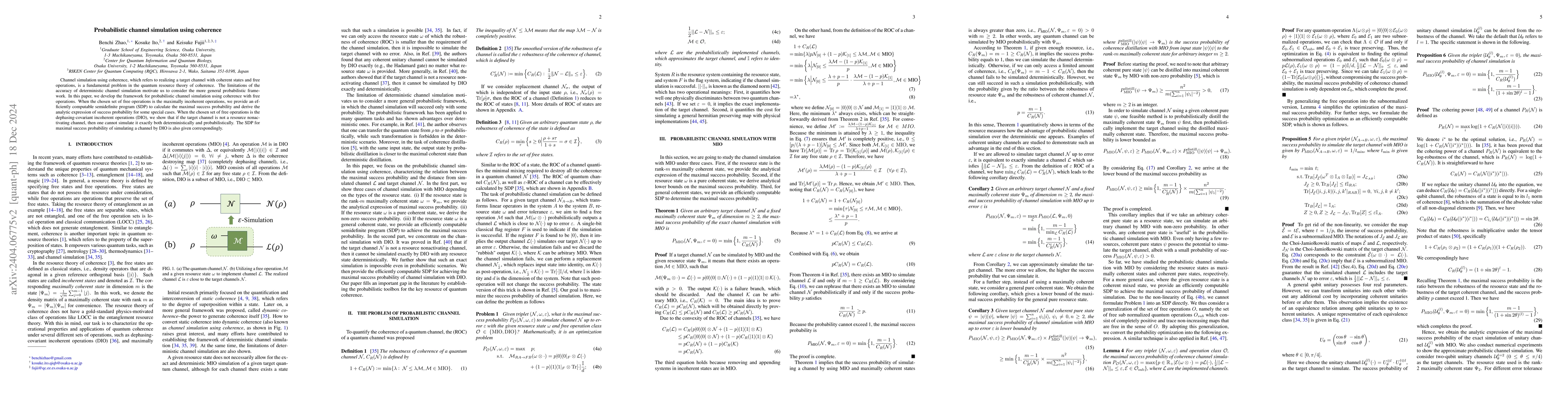 Thumbnail for Probabilistic channel simulation using coherence