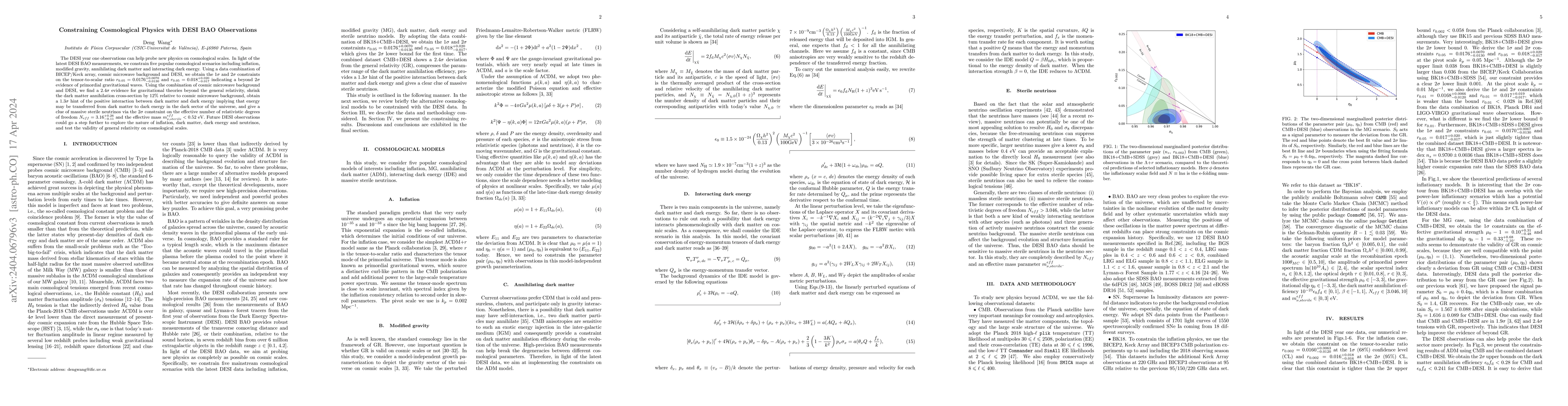 Thumbnail for Constraining Cosmological Physics with DESI BAO Observations