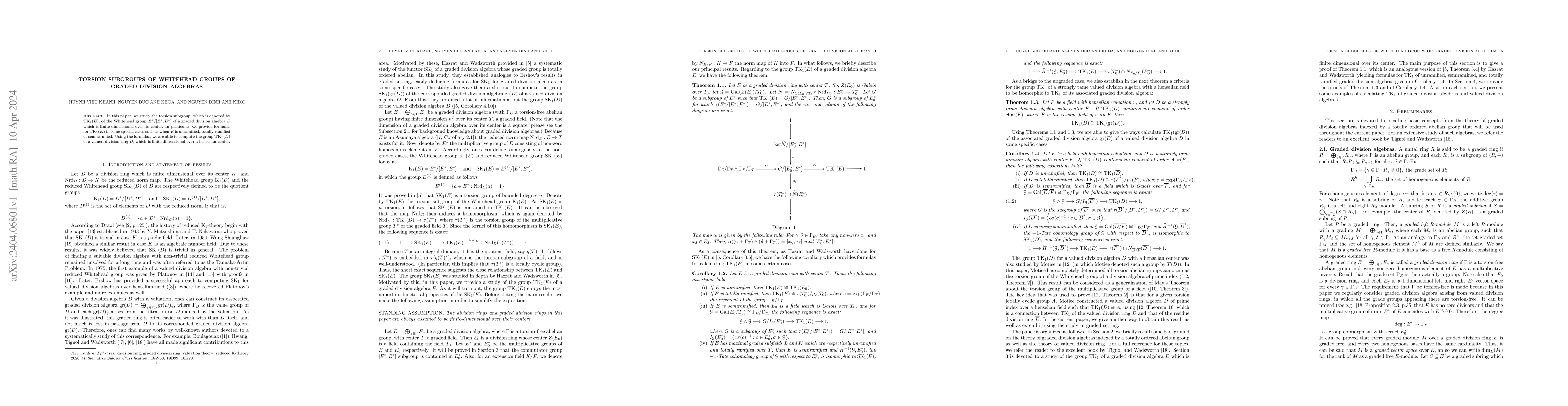 Thumbnail for Torsion subgroups of Whitehead groups of graded division algebras
