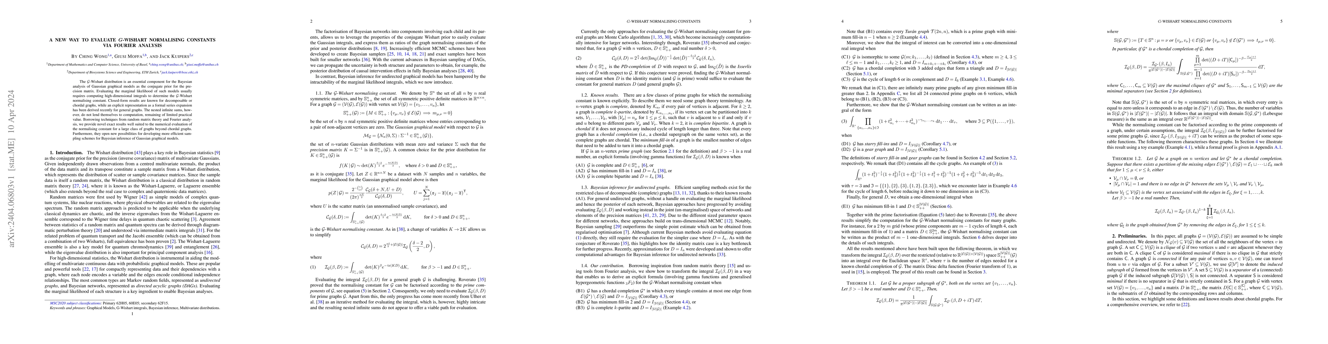 Thumbnail for A new way to evaluate G-Wishart normalising constants via Fourier
  analysis