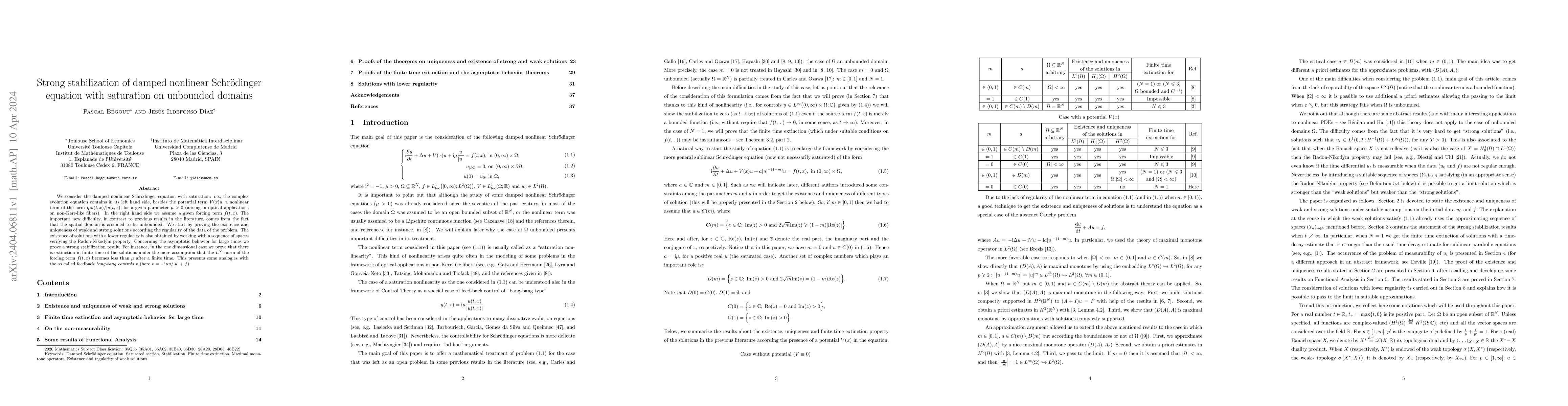 Thumbnail for Strong stabilization of damped nonlinear Schr{\"o}dinger equation with
  saturation on unbounded domains