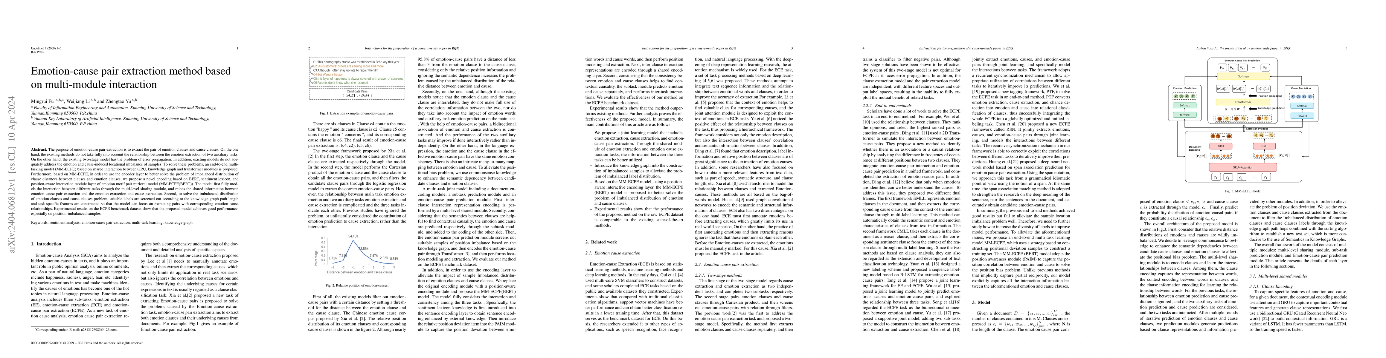 Thumbnail for Emotion-cause pair extraction method based on multi-granularity
  information and multi-module interaction