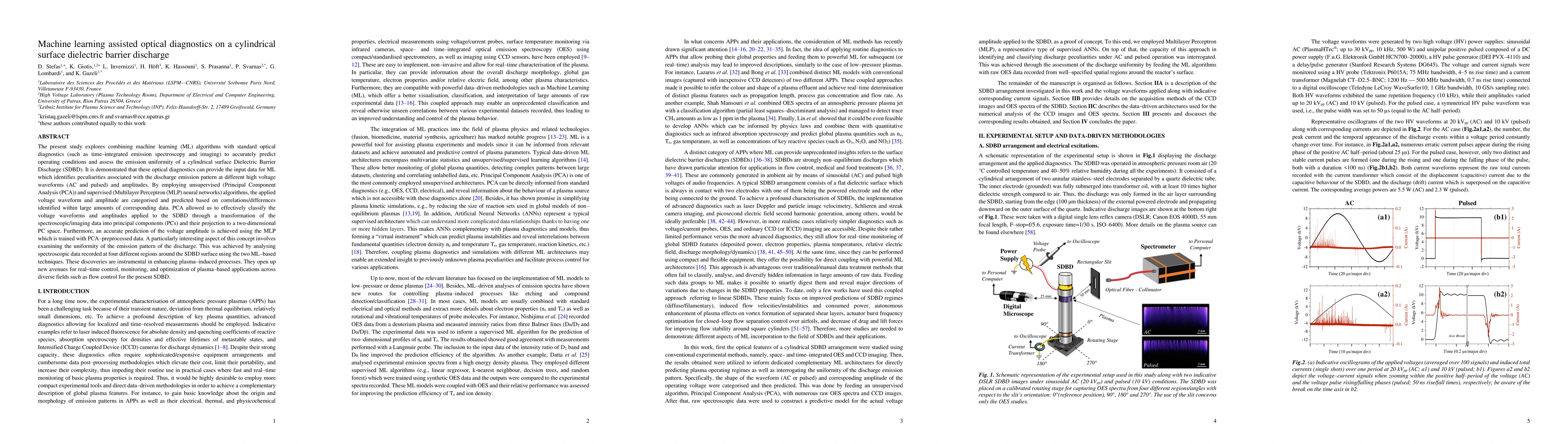 Thumbnail for Machine learning assisted optical diagnostics on a cylindrical
  atmospheric pressure surface dielectric barrier discharge