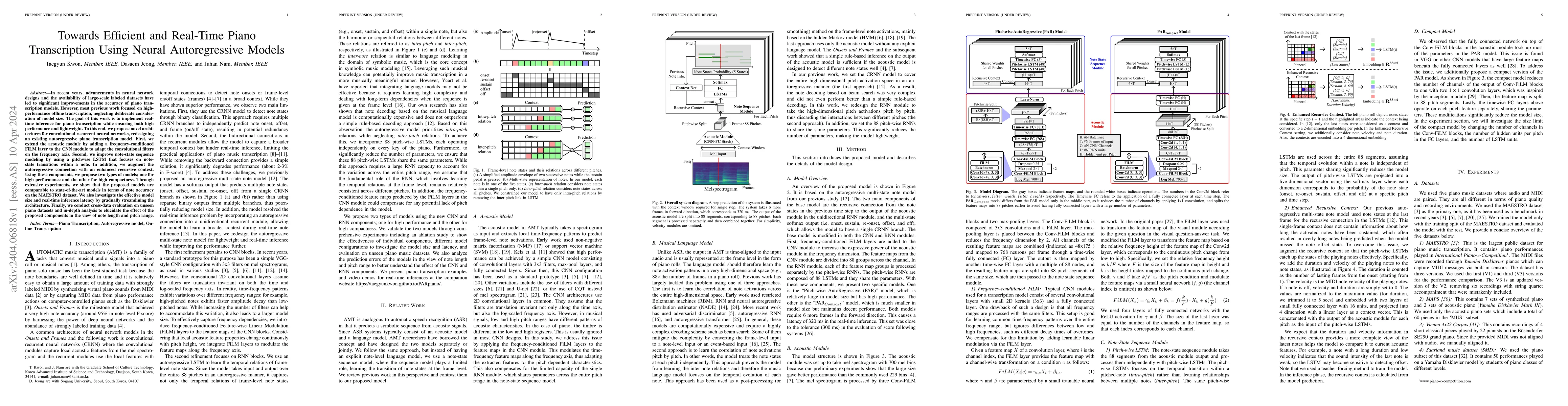 Thumbnail for Towards Efficient and Real-Time Piano Transcription Using Neural
  Autoregressive Models