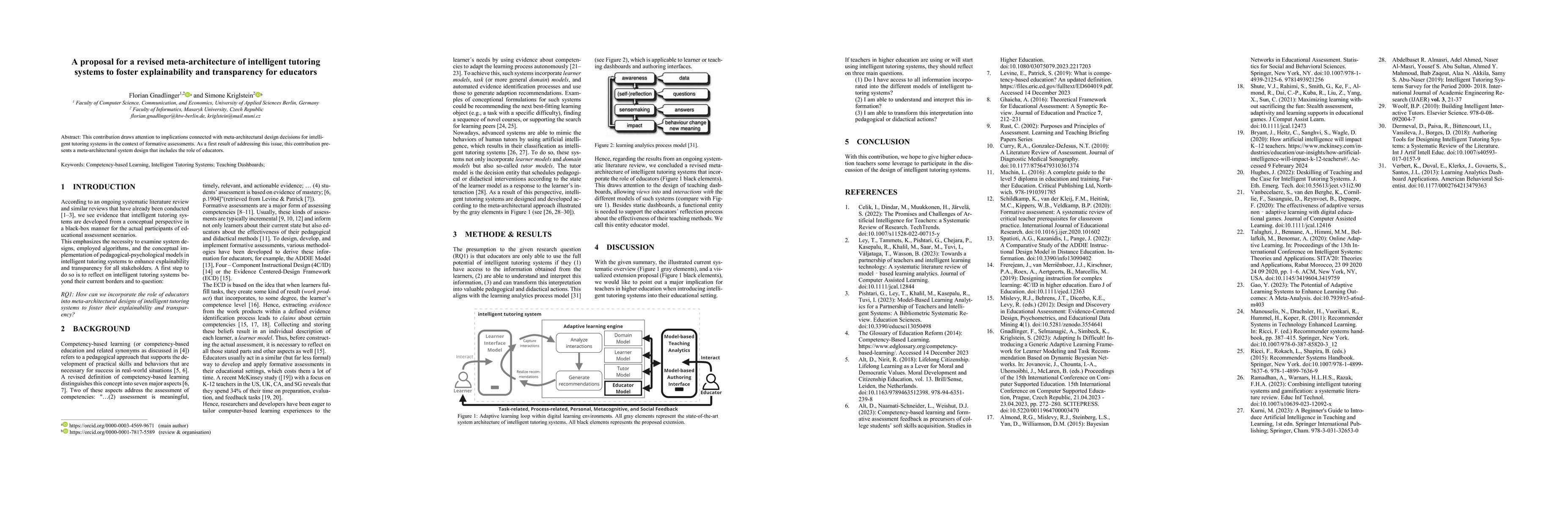 Thumbnail for A proposal for a revised meta-architecture of intelligent tutoring
  systems to foster explainability and transparency for educators