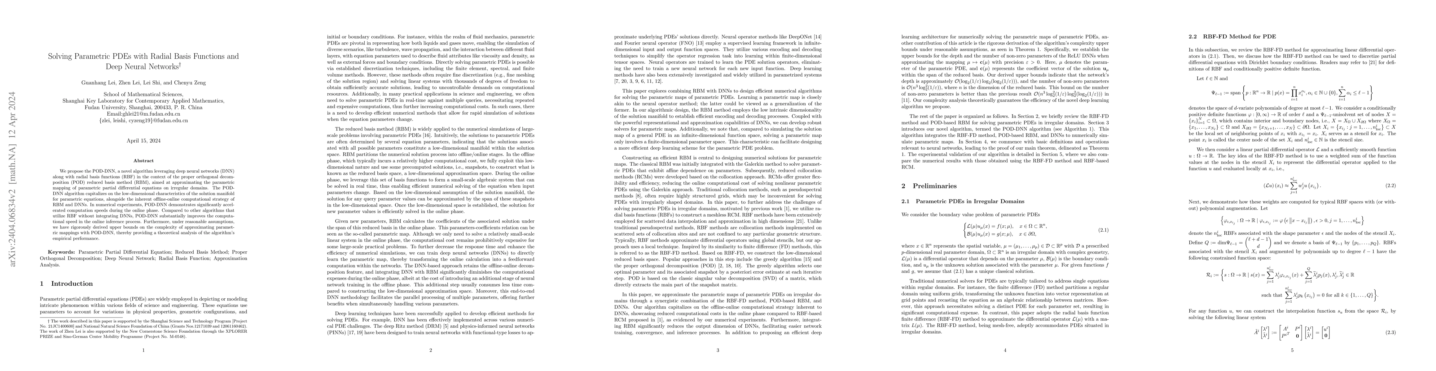 Thumbnail for Solving Parametric PDEs with Radial Basis Functions and Deep Neural
  Networks