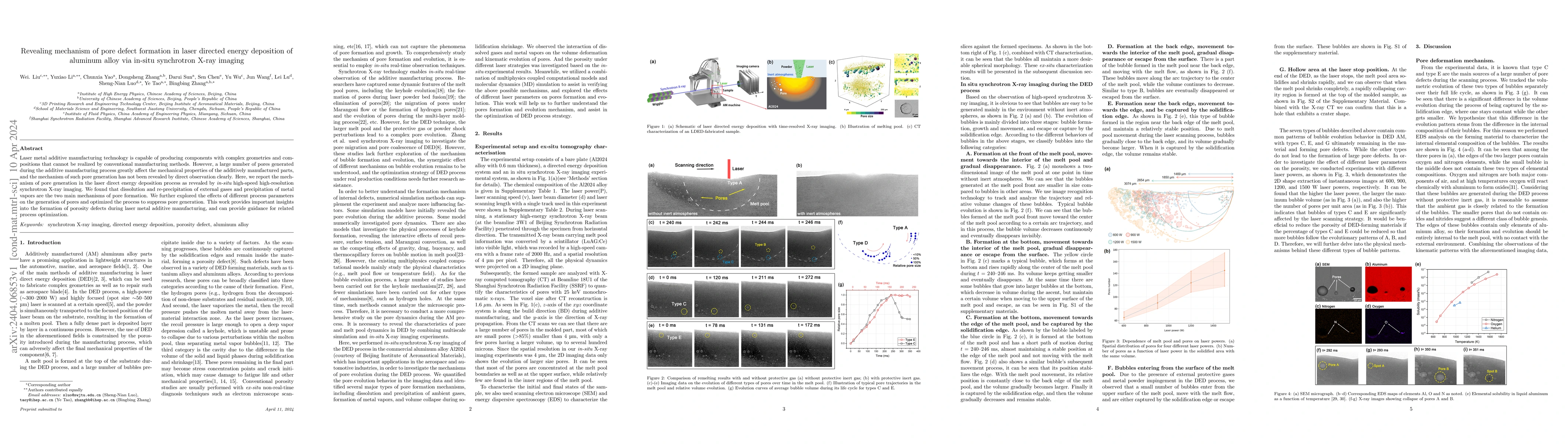 Thumbnail for Revealing mechanism of pore defect formation in laser directed energy
  deposition of aluminum alloy via in-situ synchrotron X-ray imaging