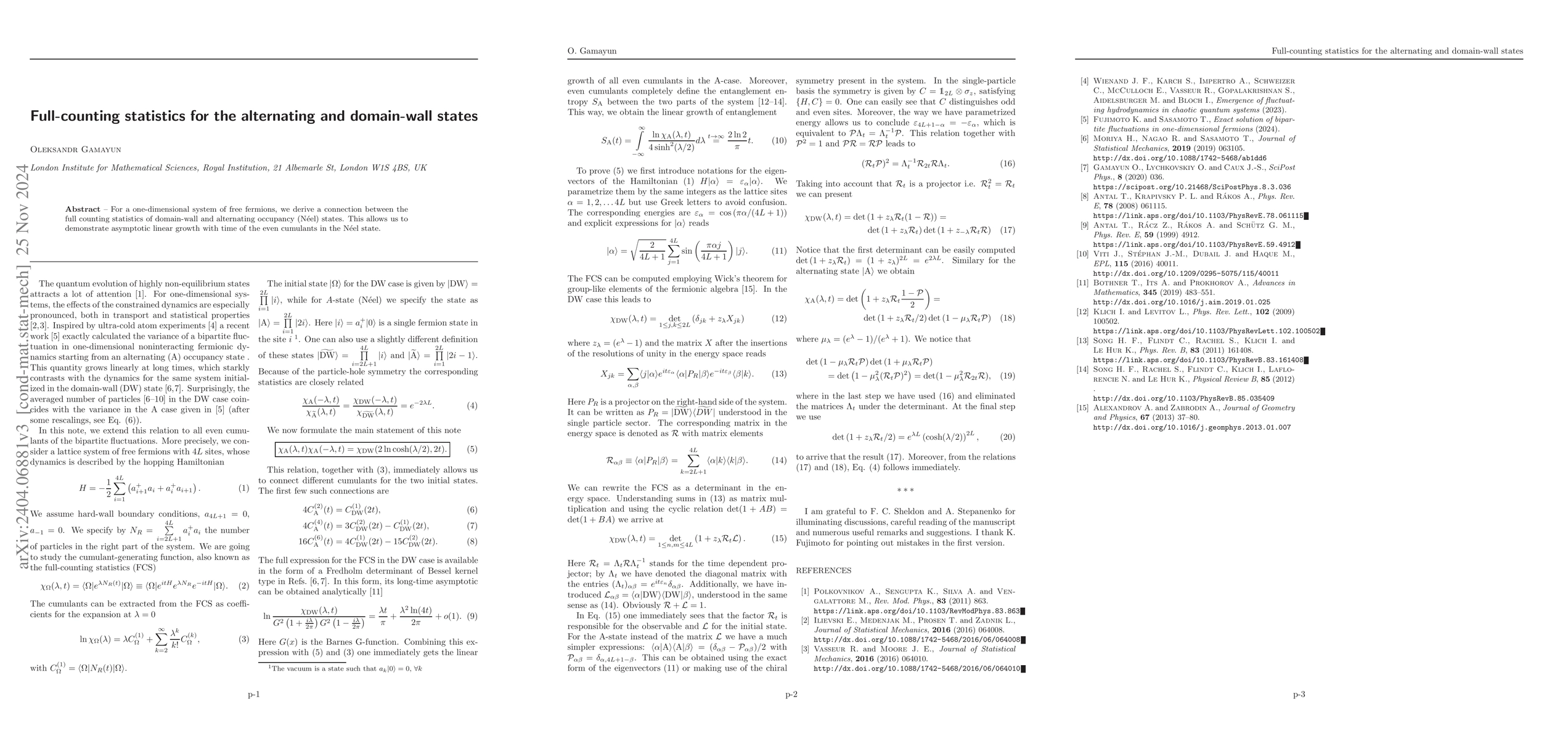 Thumbnail for A note on "Exact Solution of Bipartite Fluctuations in One-Dimensional
  Fermions"