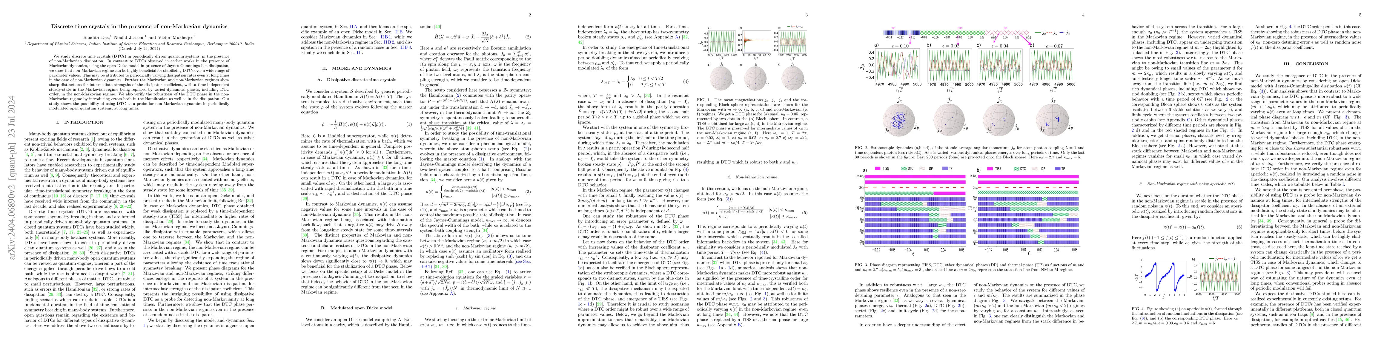 Thumbnail for Discrete time crystals in the presence of non-Markovian dynamics