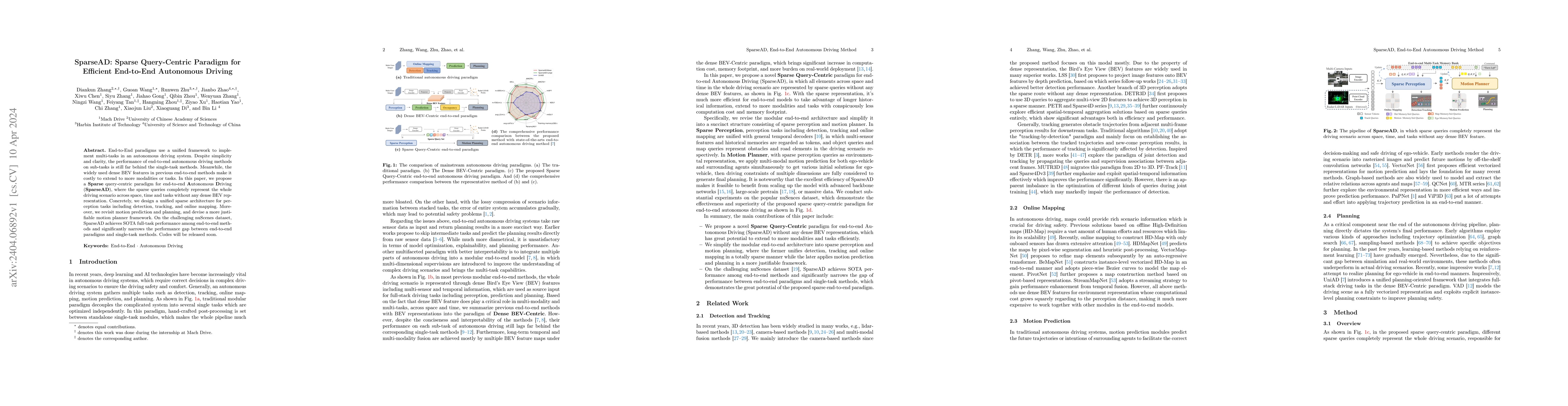 Thumbnail for SparseAD: Sparse Query-Centric Paradigm for Efficient End-to-End
  Autonomous Driving