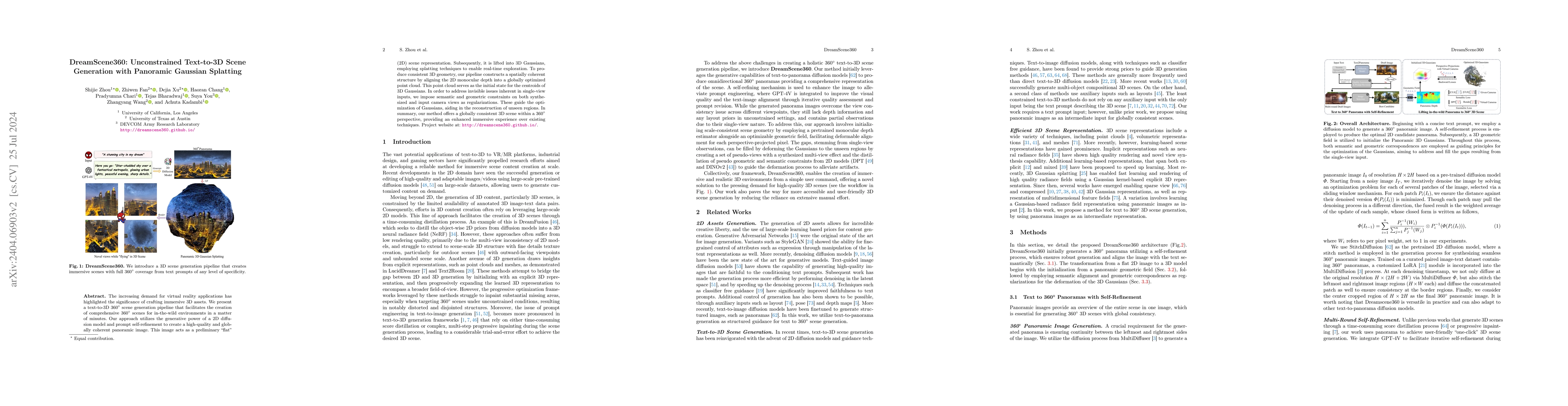 Thumbnail for DreamScene360: Unconstrained Text-to-3D Scene Generation with Panoramic
  Gaussian Splatting