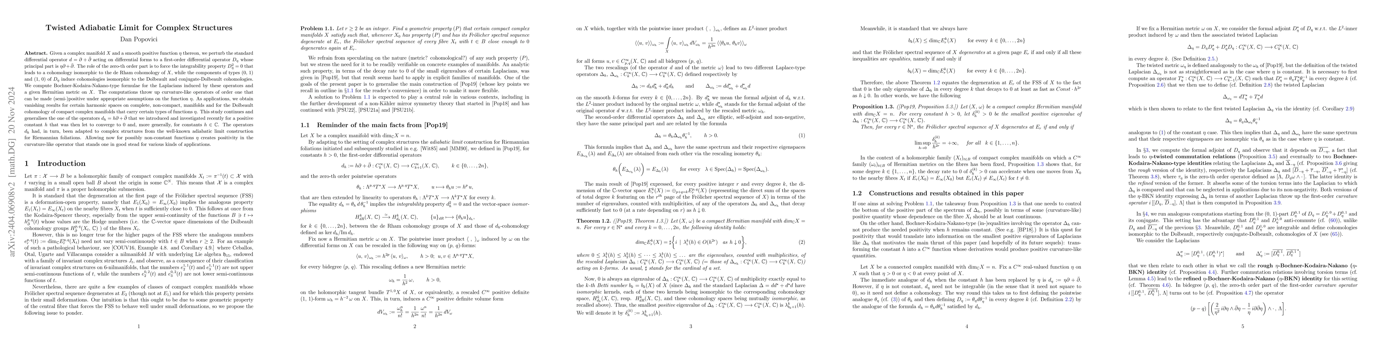 Thumbnail for Twisted Adiabatic Limit for Complex Structures