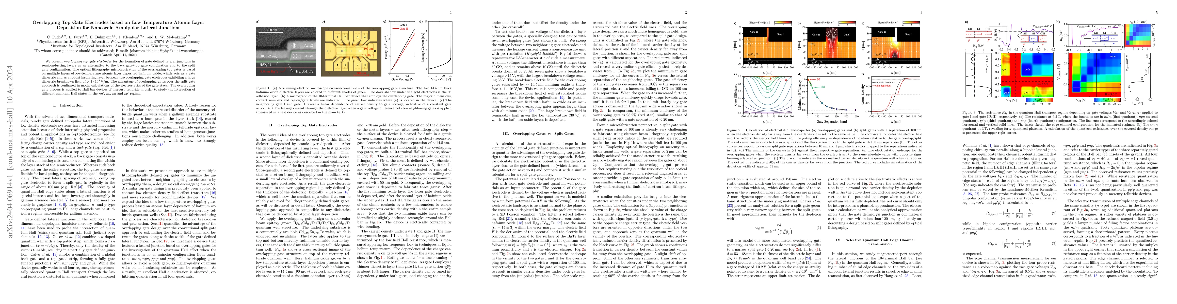 Thumbnail for Overlapping Top Gate Electrodes based on Low Temperature Atomic Layer
  Deposition for Nanoscale Ambipolar Lateral Junctions