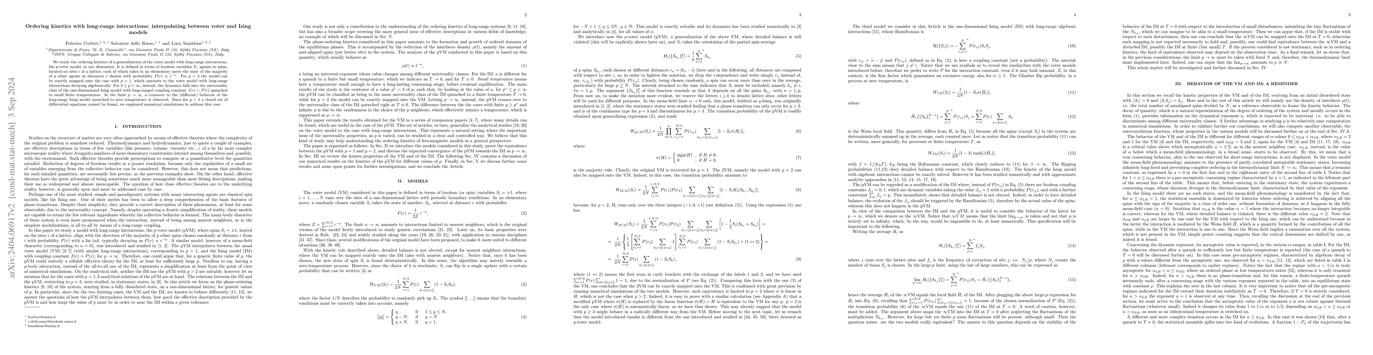 Thumbnail for Ordering kinetics with long-range interactions: interpolating between
  voter and Ising models