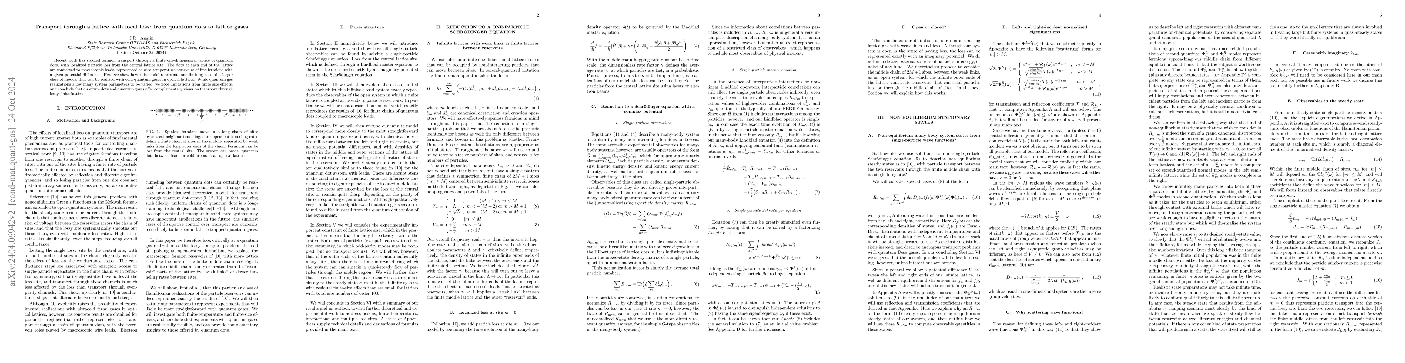 Thumbnail for Transport through a lattice with local loss: from quantum dots to
  lattice gases