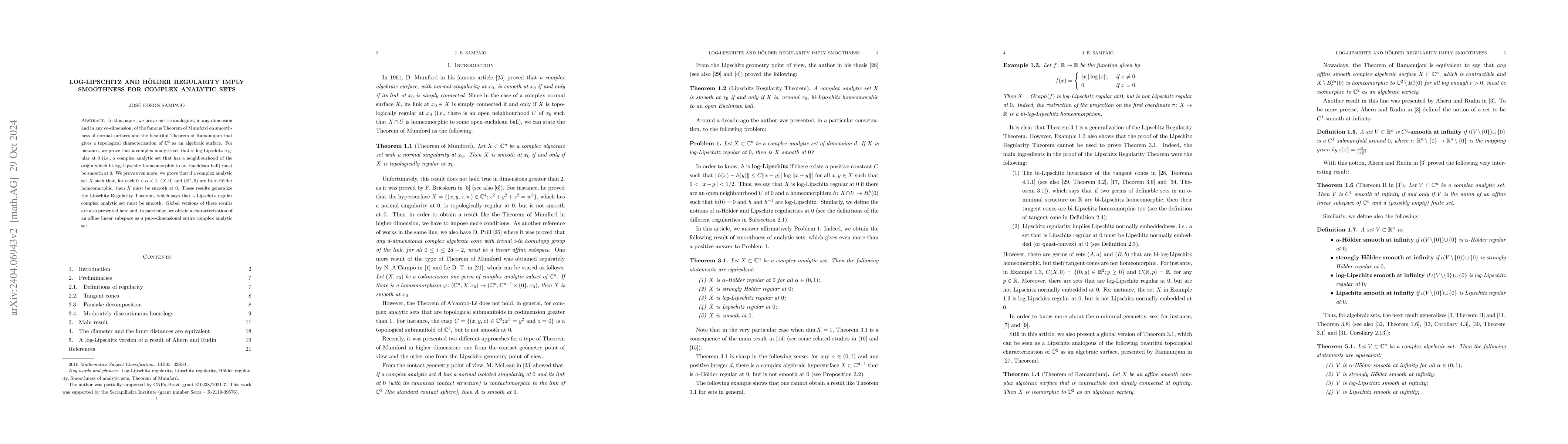 Thumbnail for Log-Lipschitz and H\"older regularity imply smoothness for complex
  analytic sets